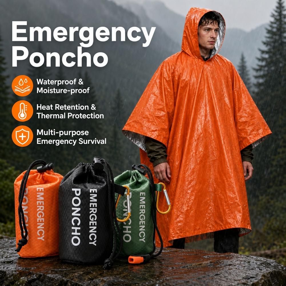 Emergency Poncho Rain - Portable Emergency Rain Poncho Kit Waterproof